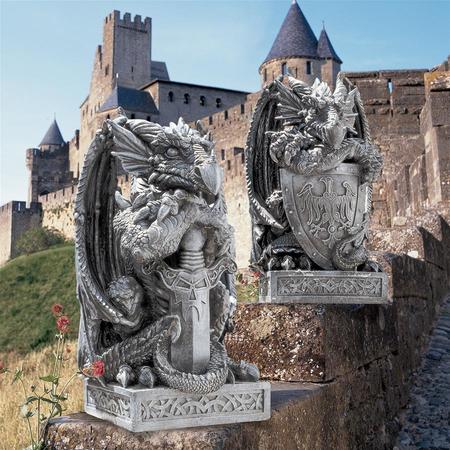 DESIGN TOSCANO The Arthurian Dragon Statues: Set of Sword & Shield CL92897
